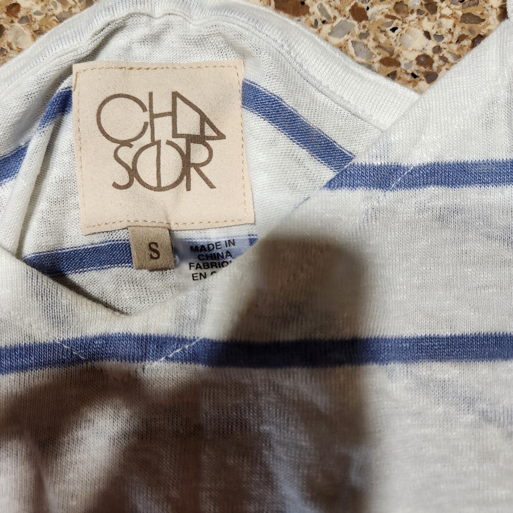 CHASOR Striped Linen Ruffle Strap Tank Top - Picture 4 of 5